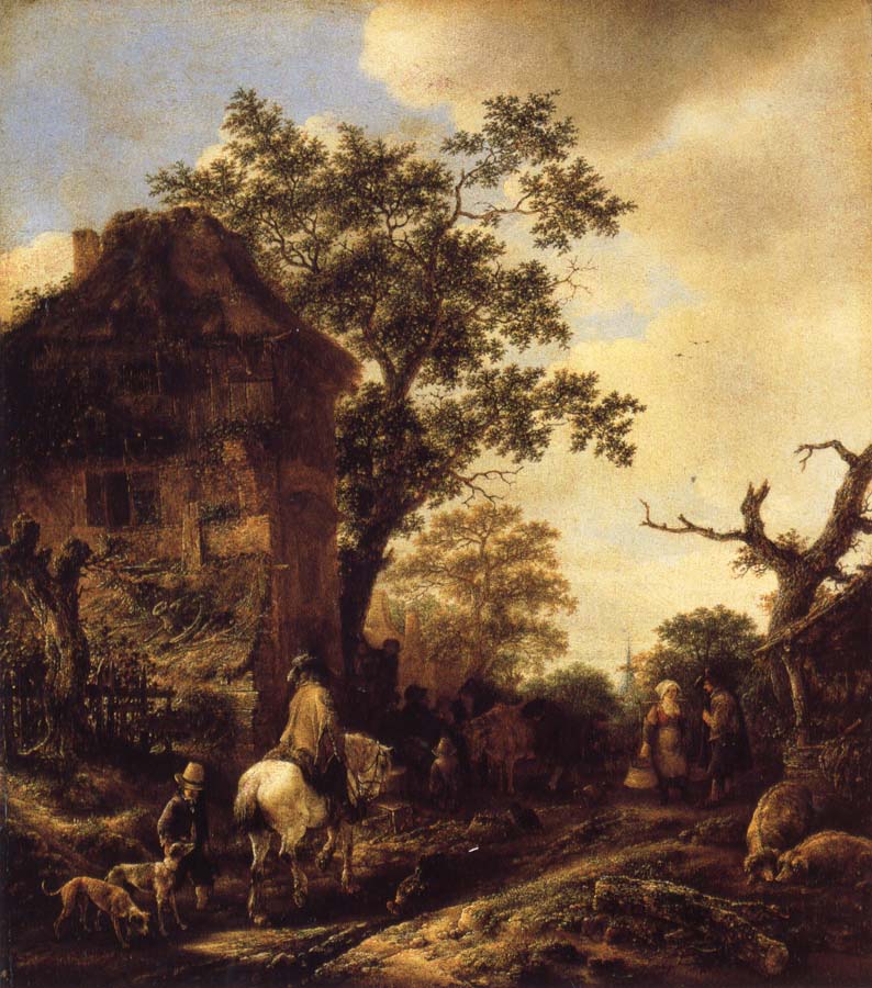 The Outskirts of a Village,with a Horseman